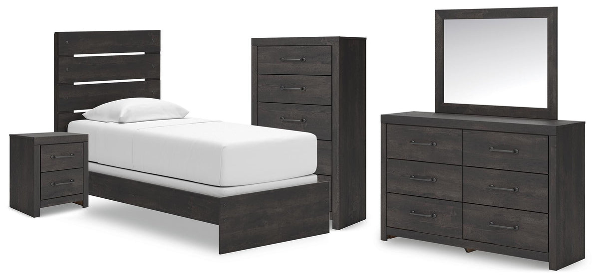 Hollivern Panel Bed, Dresser, Mirror, Chest and Nightstand