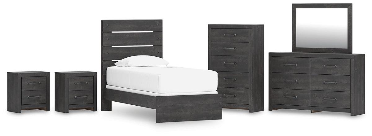 Hollivern Panel Bed, Dresser, Mirror, Chest and 2 Nightstands