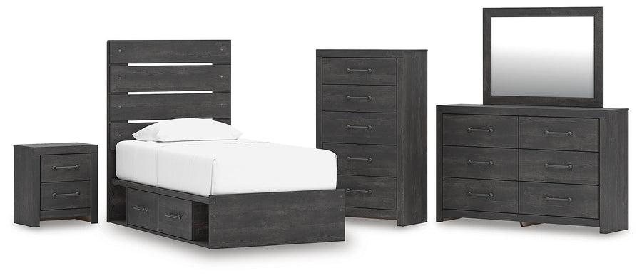 Hollivern Panel Storage Bed, Dresser, Mirror, Chest and Nightstand