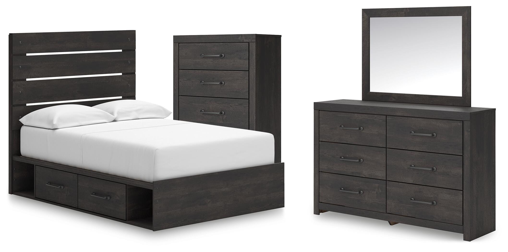 Hollivern Panel Storage Bed, Dresser, Mirror and Chest