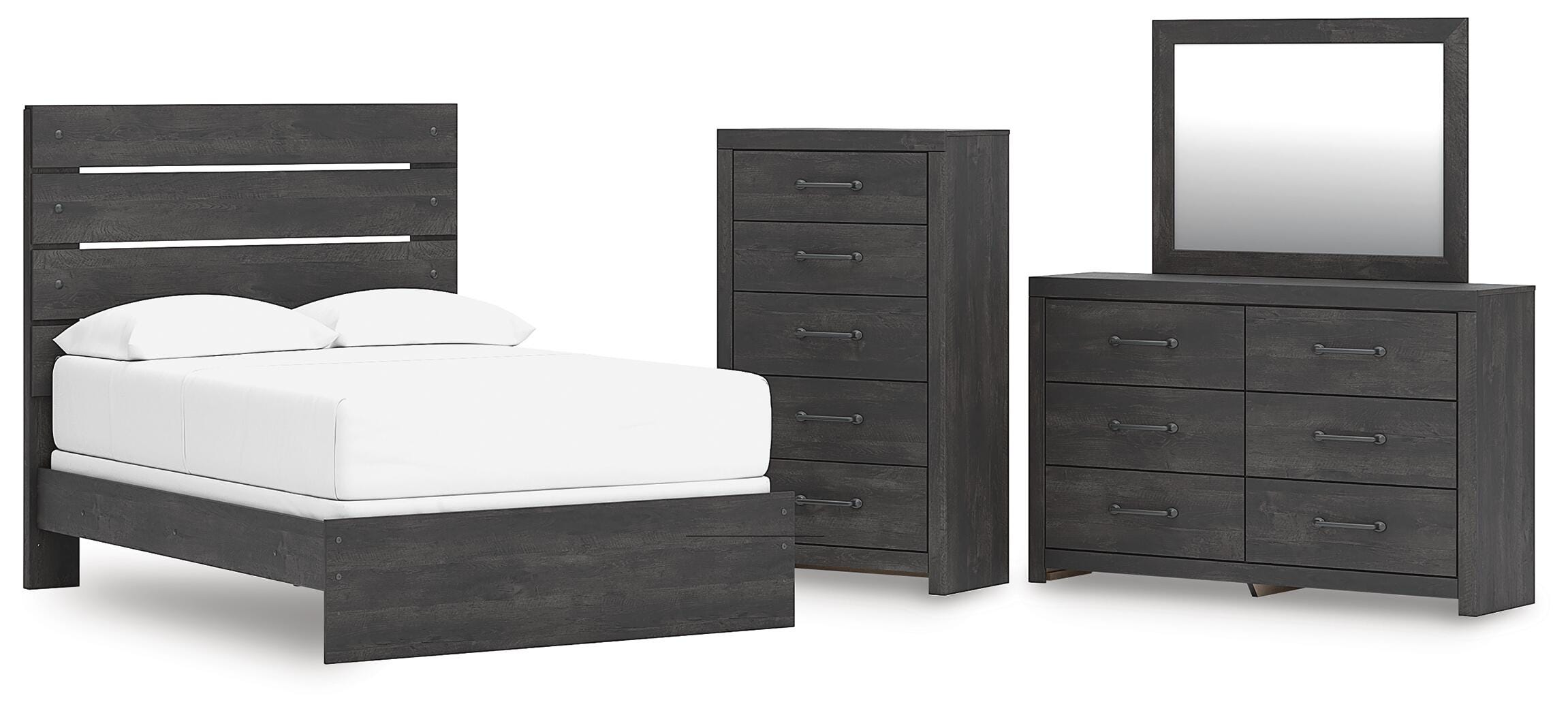 Hollivern Panel Bed, Dresser, Mirror and Chest
