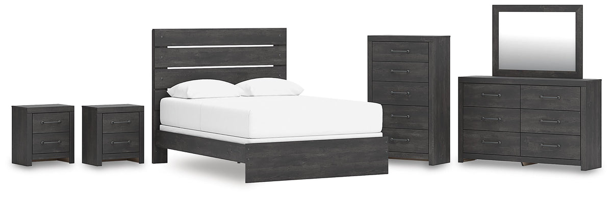 Hollivern Panel Bed, Dresser, Mirror, Chest and 2 Nightstands