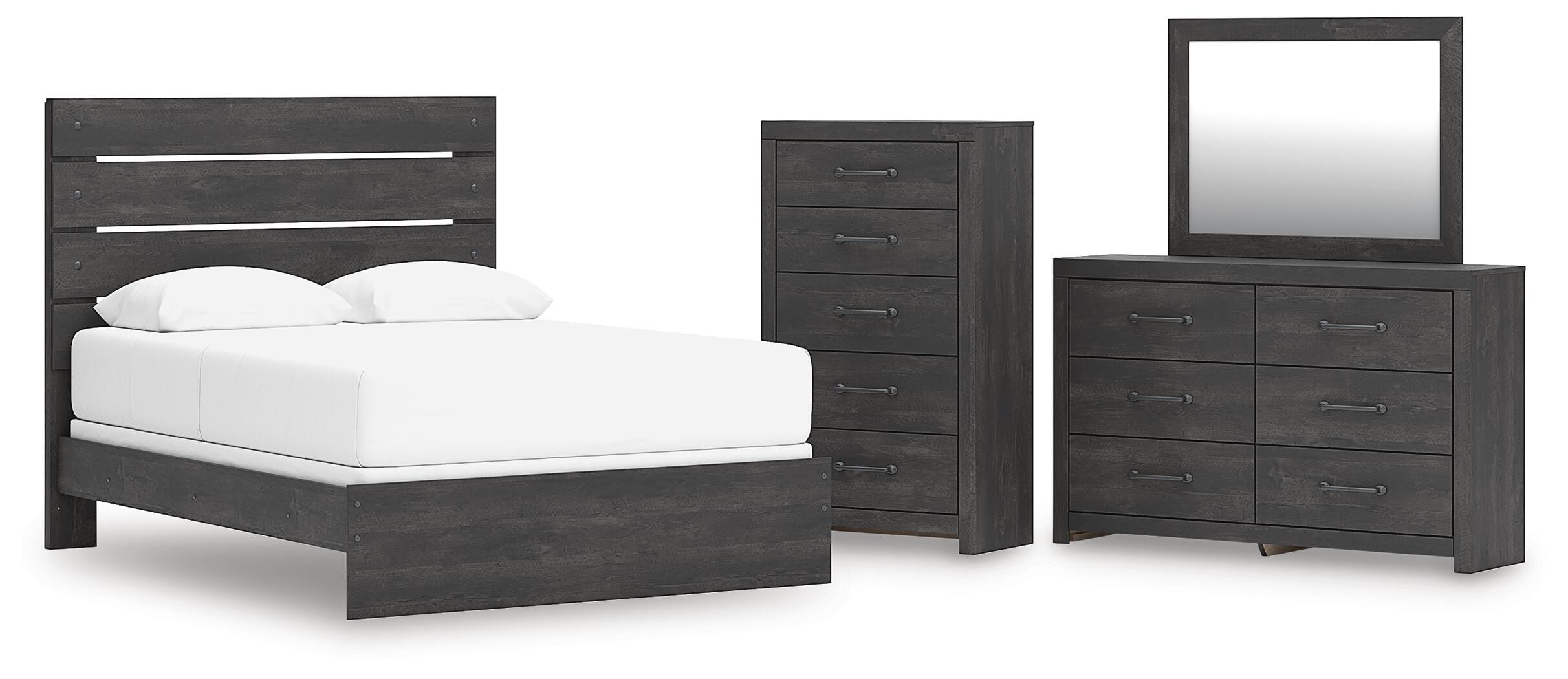 Hollivern Panel Bed, Dresser, Mirror and Chest