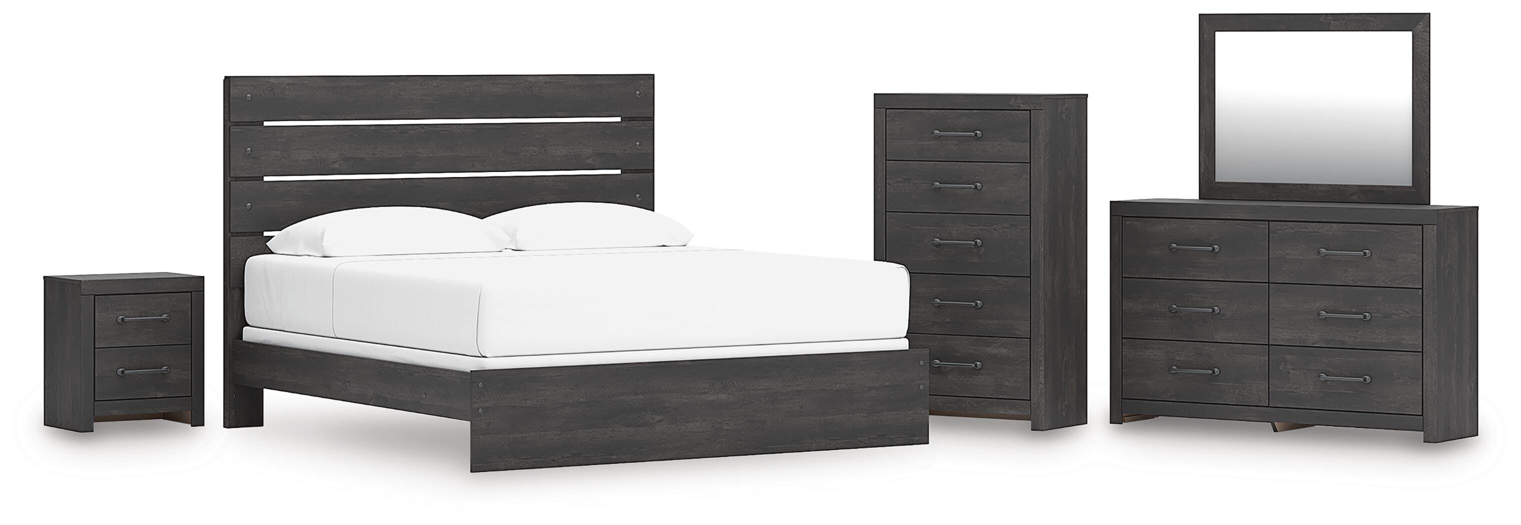 Hollivern Panel Bed, Dresser, Mirror, Chest and Nightstand