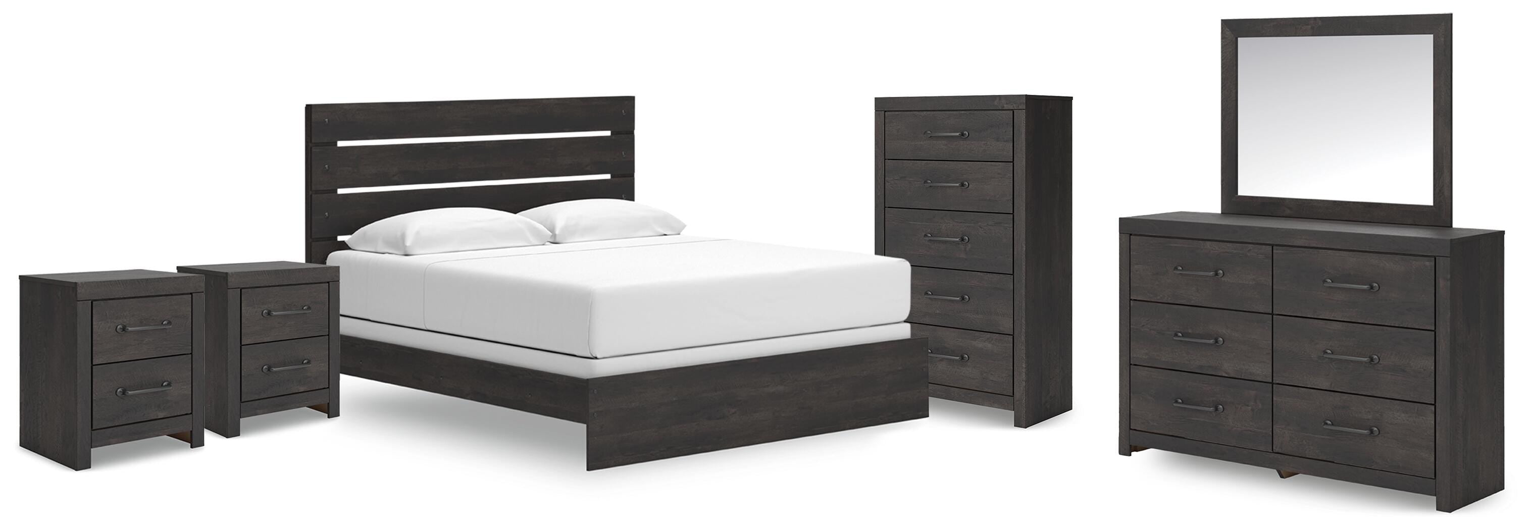 Hollivern Panel Bed, Dresser, Mirror, Chest and 2 Nightstands