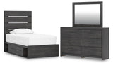 Hollivern Panel Storage Bed, Dresser and Mirror