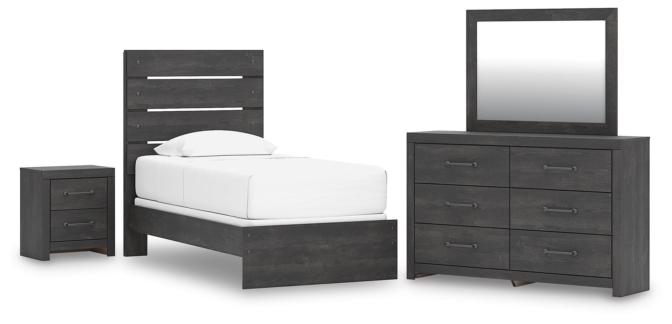 Hollivern Panel Bed, Dresser, Mirror and Nightstand