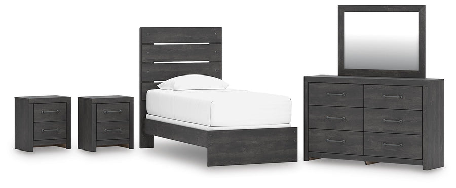 Hollivern Panel Bed, Dresser, Mirror and 2 Nightstands
