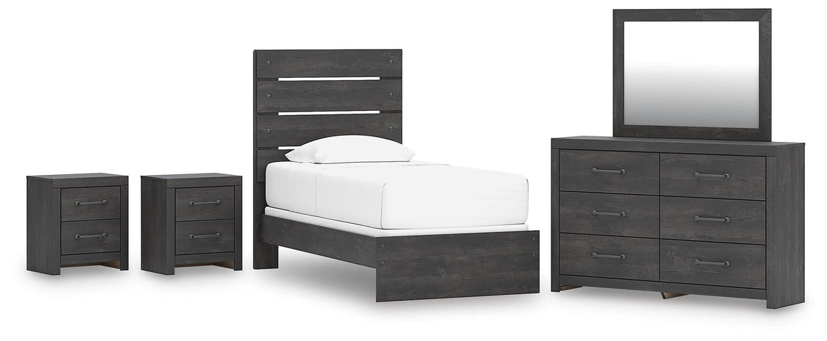 Hollivern Panel Bed, Dresser, Mirror and 2 Nightstands