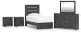 Hollivern Panel Bed, Dresser, Mirror and 2 Nightstands