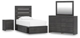 Hollivern Panel Storage Bed, Dresser, Mirror and Nightstand