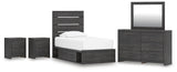Hollivern Panel Storage Bed, Dresser, Mirror and 2 Nightstands