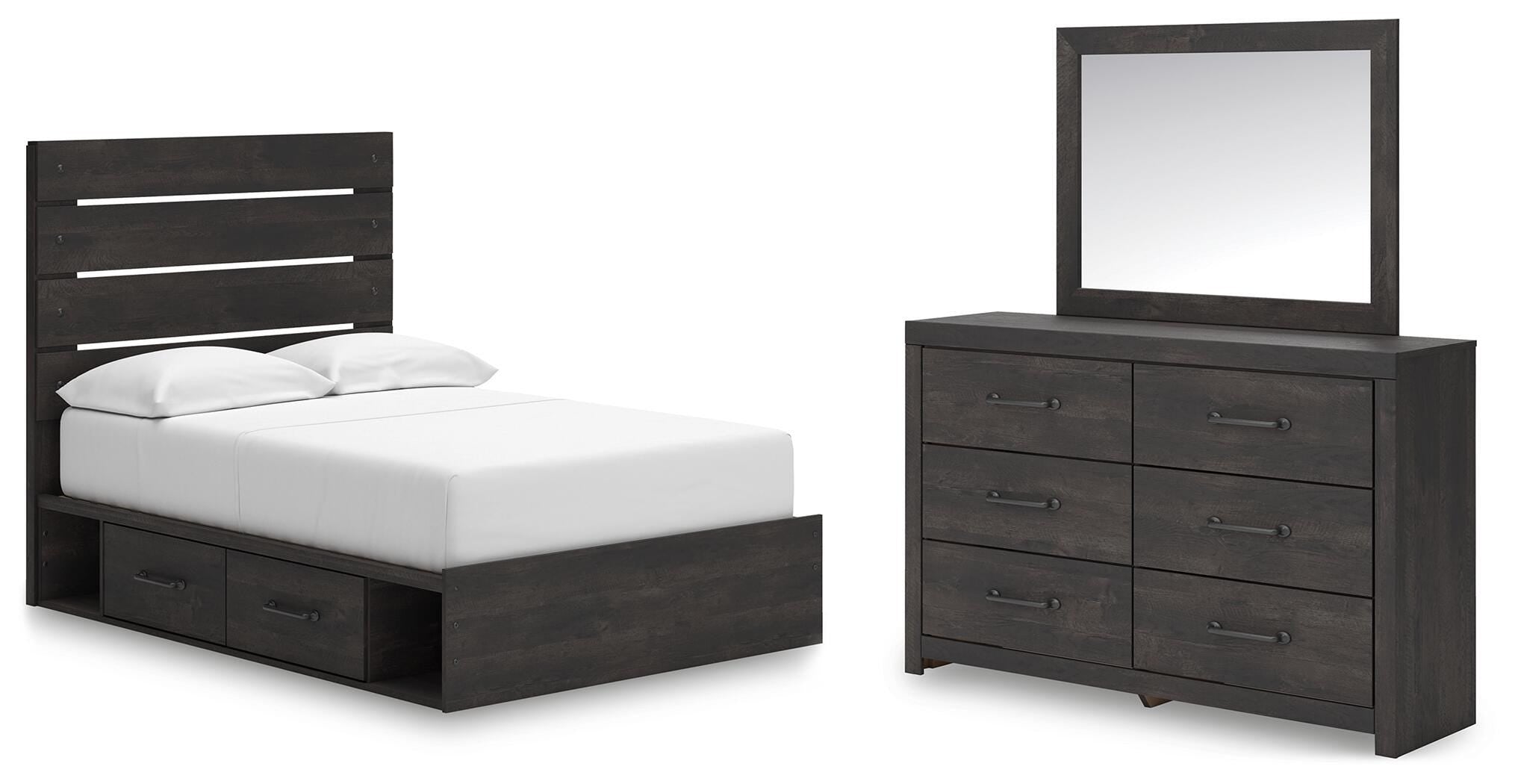 Hollivern Panel Storage Bed, Dresser and Mirror