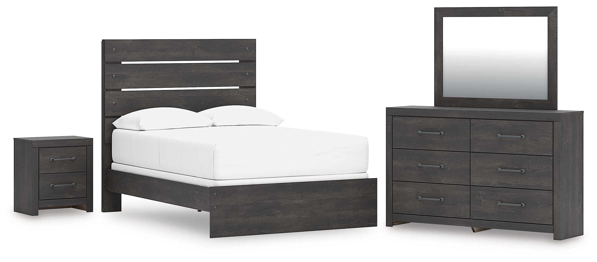 Hollivern Panel Bed, Dresser, Mirror and Nightstand