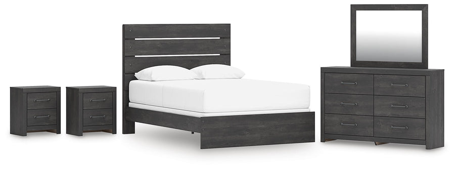 Hollivern Panel Bed, Dresser, Mirror and 2 Nightstands
