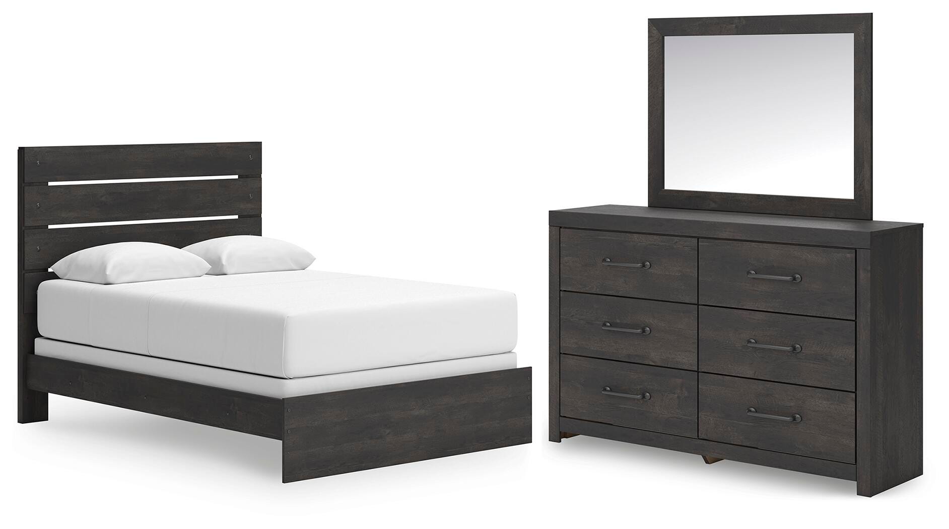 Hollivern Panel Bed, Dresser and Mirror