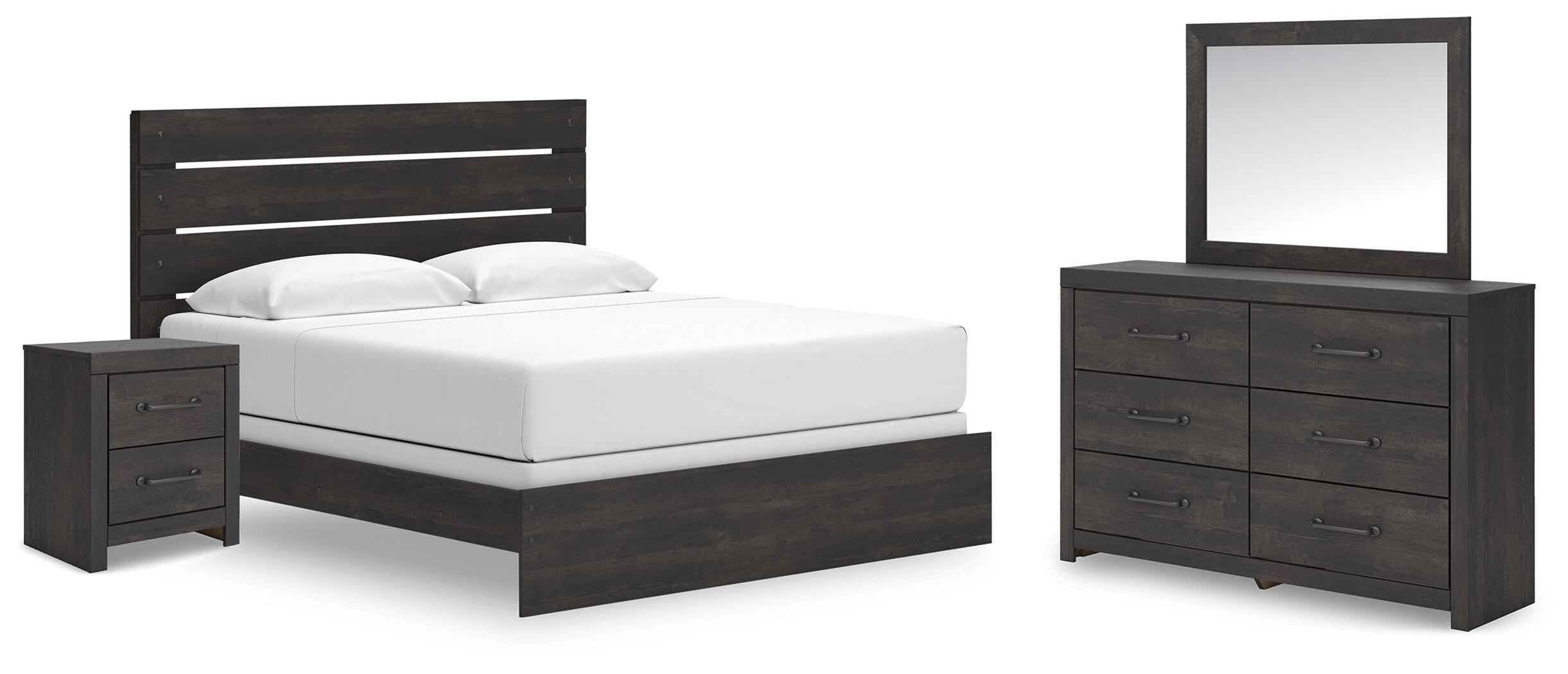 Hollivern Panel Bed, Dresser, Mirror and Nightstand