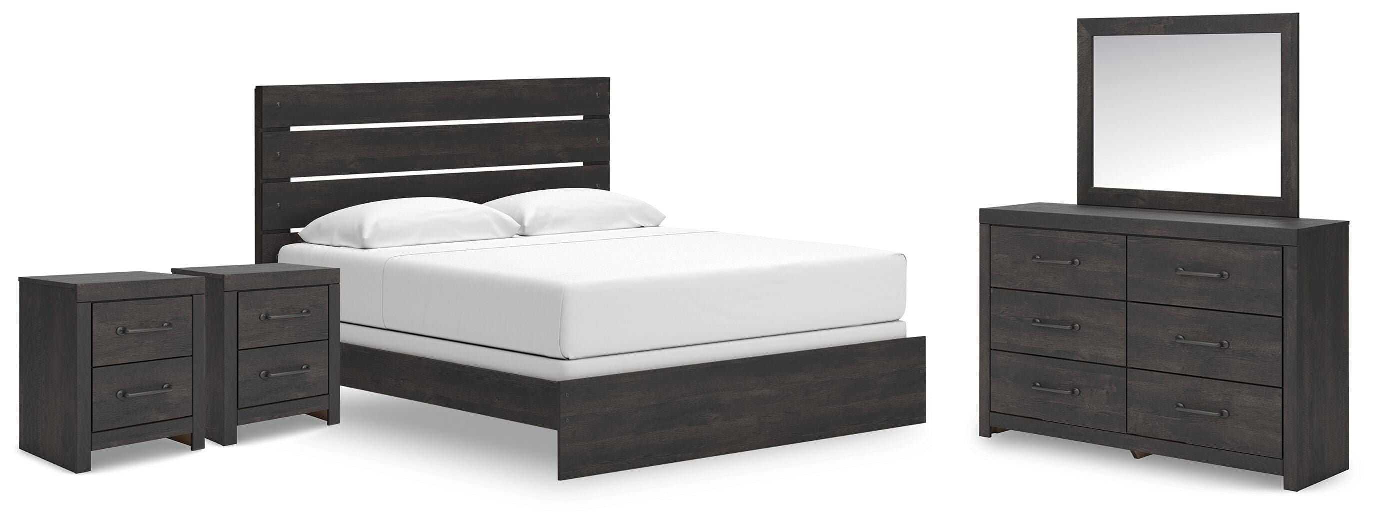 Hollivern Panel Bed, Dresser, Mirror and 2 Nightstands