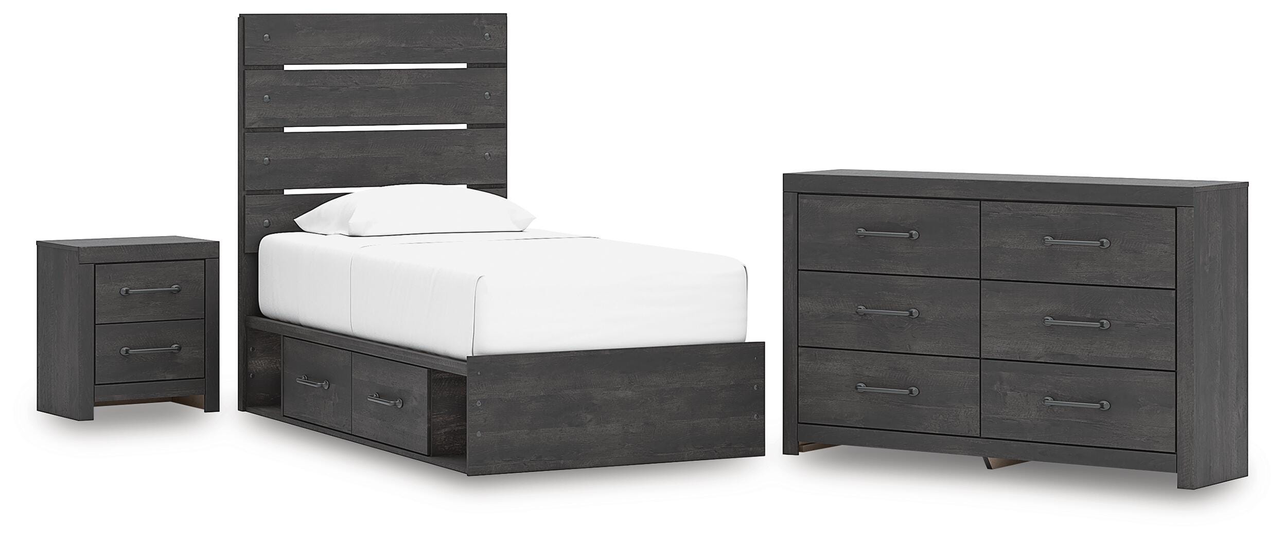 Hollivern Panel Bed with Storage, Dresser and Nightstand