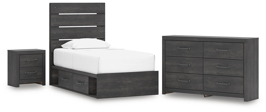 Hollivern Panel Bed with Storage, Dresser and Nightstand