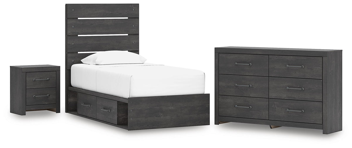 Hollivern Panel Bed with Storage, Dresser and Nightstand