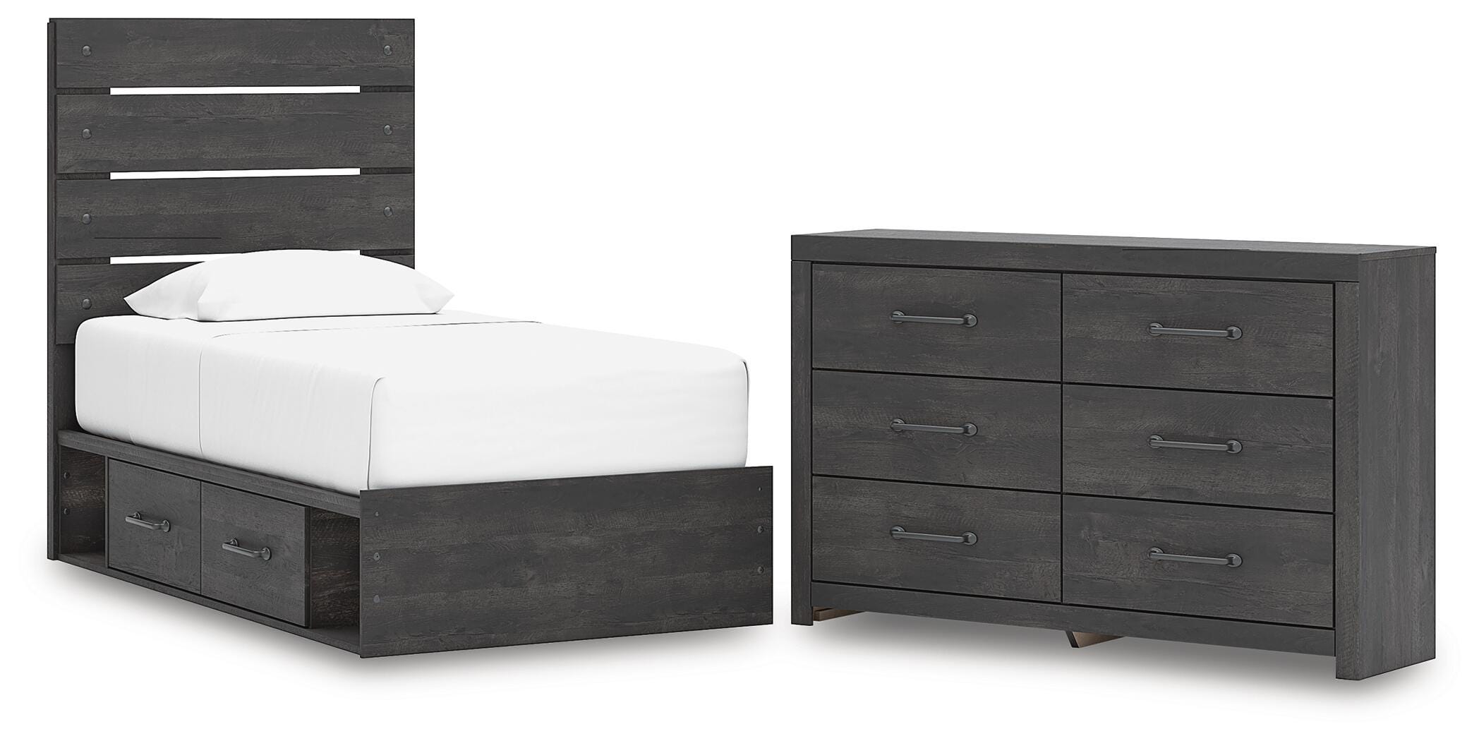 Hollivern Panel Bed with Storage and Dresser
