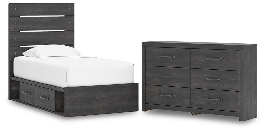 Hollivern Panel Bed with Storage and Dresser