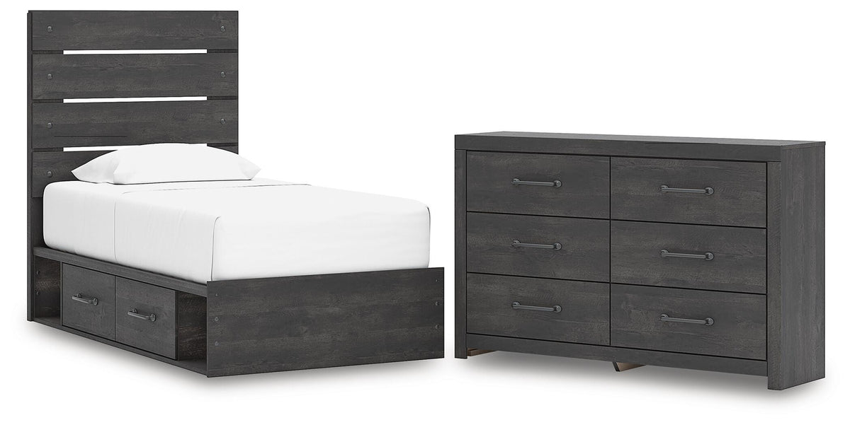 Hollivern Panel Bed with Storage and Dresser