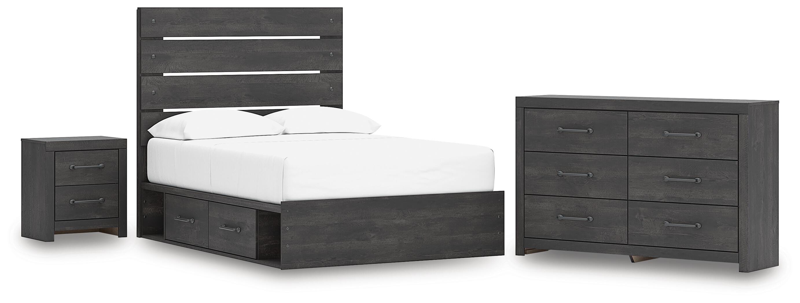 Hollivern Panel Bed with Storage, Dresser and Nightstand