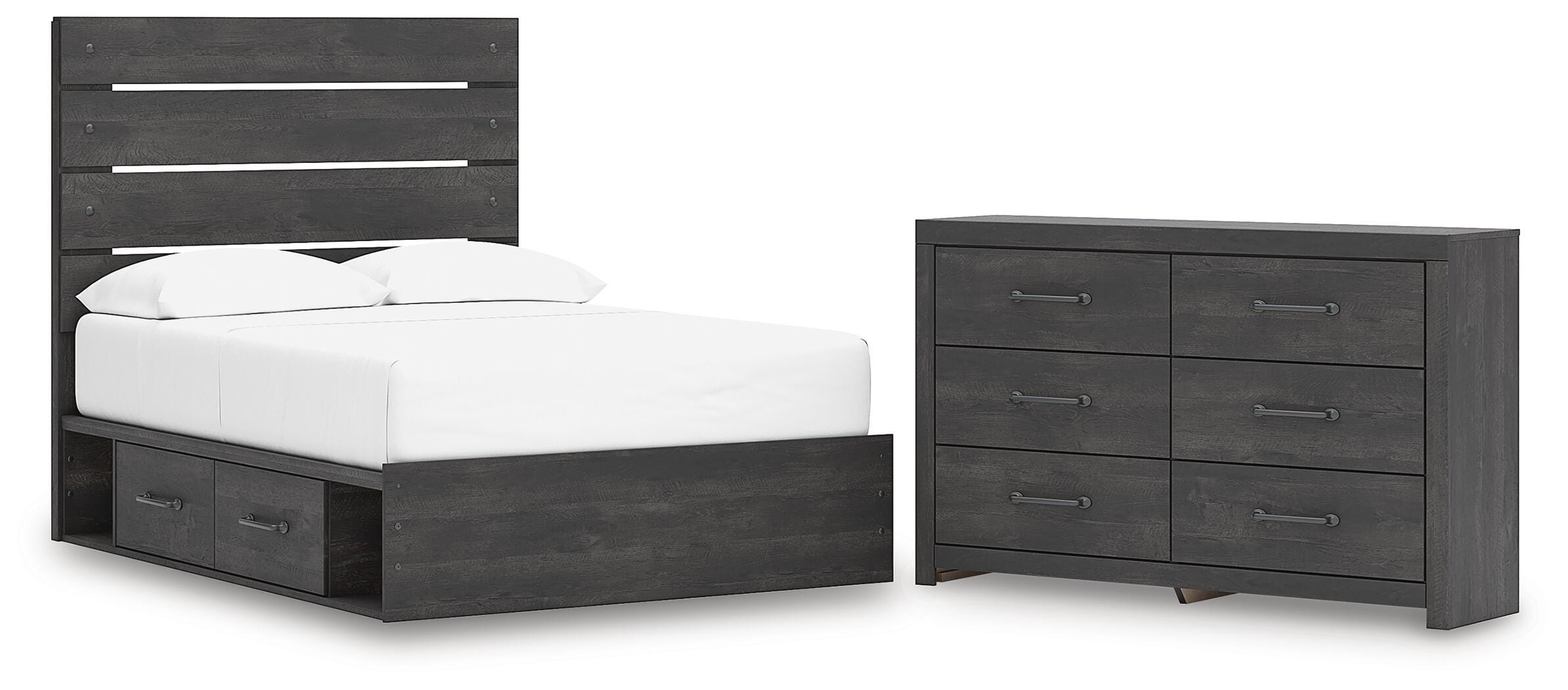 Hollivern Panel Bed with Storage and Dresser