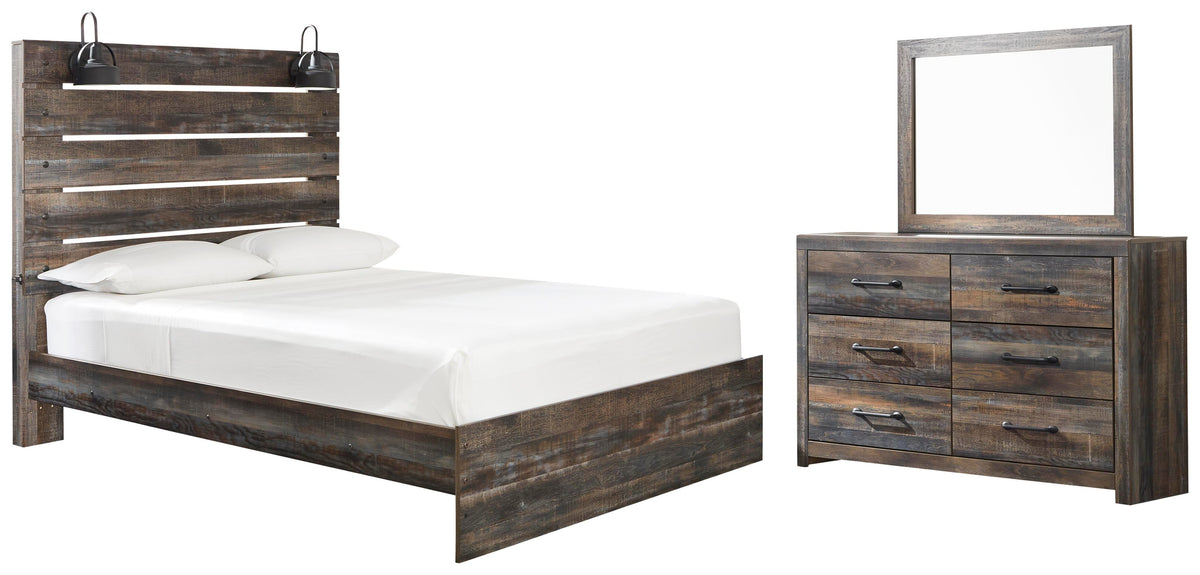 Drystan Panel Bed, Dresser and Mirror