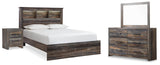 Drystan Bookcase Bed, Dresser, Mirror and Nightstand