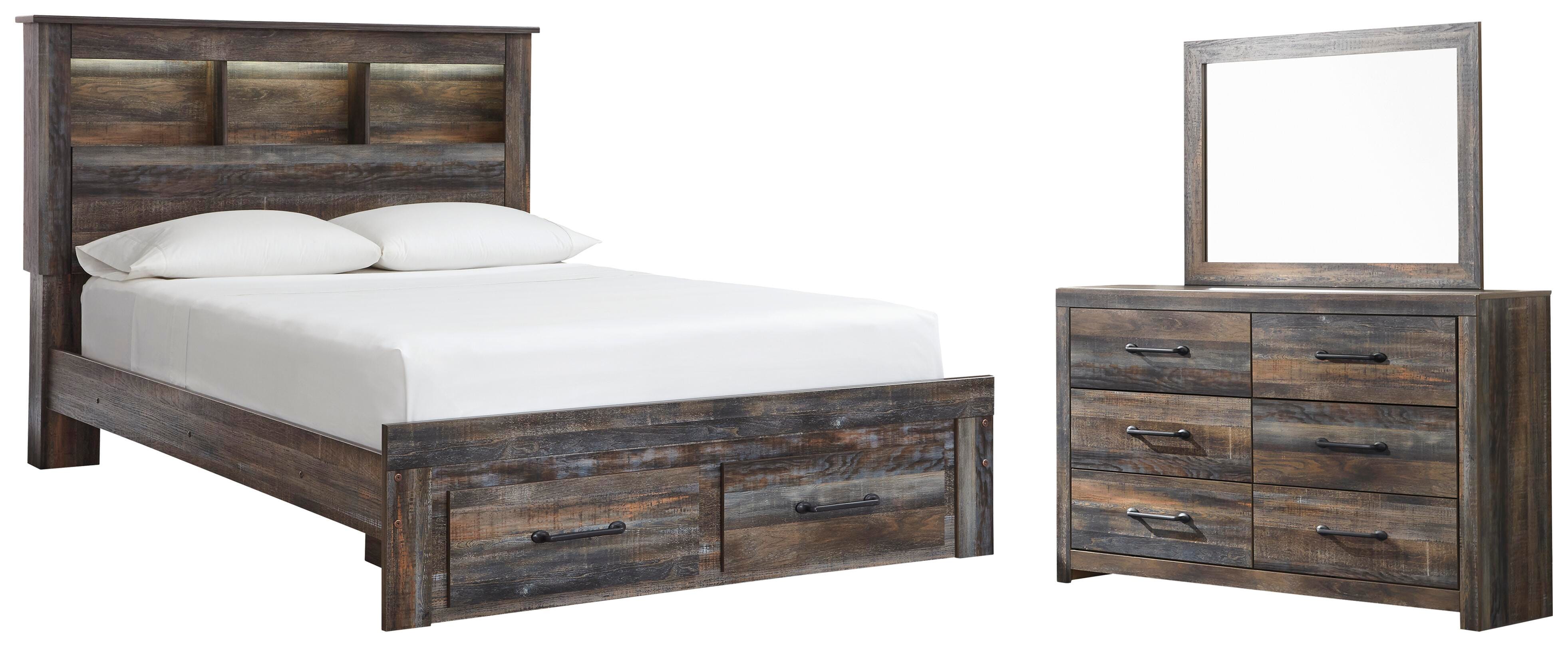 Drystan Bookcase Storage Bed, Dresser and Mirror