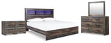 Drystan Panel Bed, Dresser, Mirror and 2 Nightstands