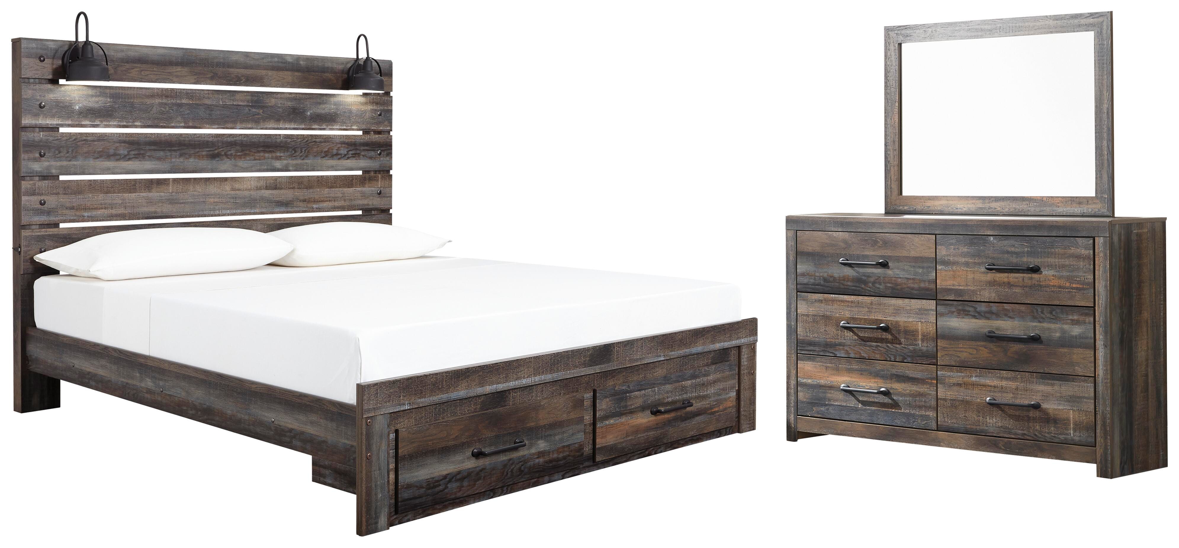 Drystan Panel Storage Bed, Dresser and Mirror