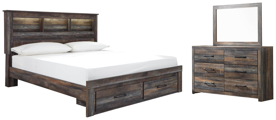 Drystan Bookcase Bed with 2 Storage Drawers with Mirrored Dresser