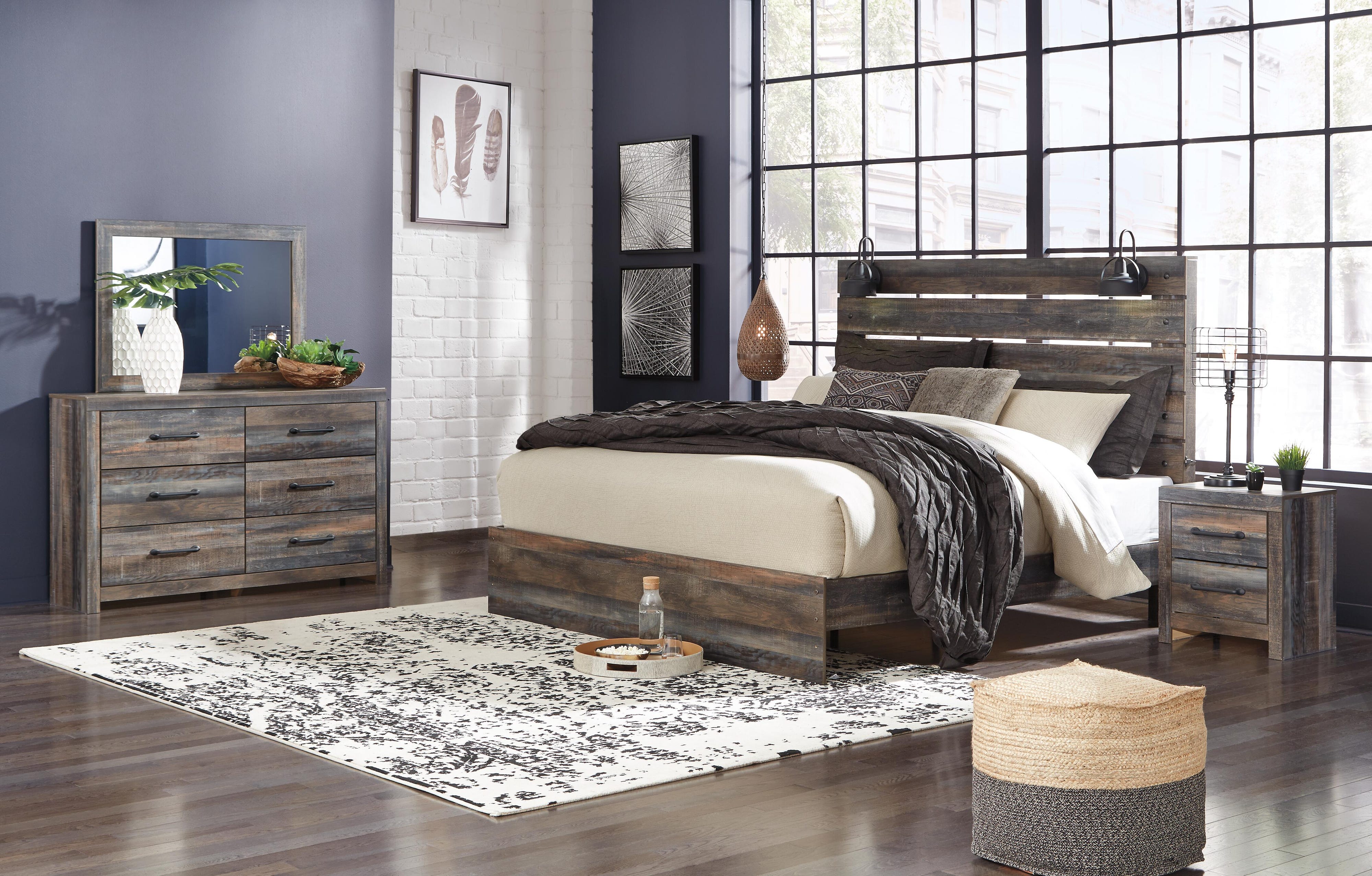 Drystan Panel Bed, Dresser, Mirror and Nightstand