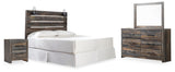 Drystan Panel Headboard with Metal Frame, Dresser, Mirror, and Nightstand