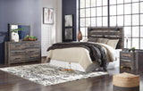 Drystan Panel Headboard with Metal Frame, Dresser, Mirror, and Nightstand