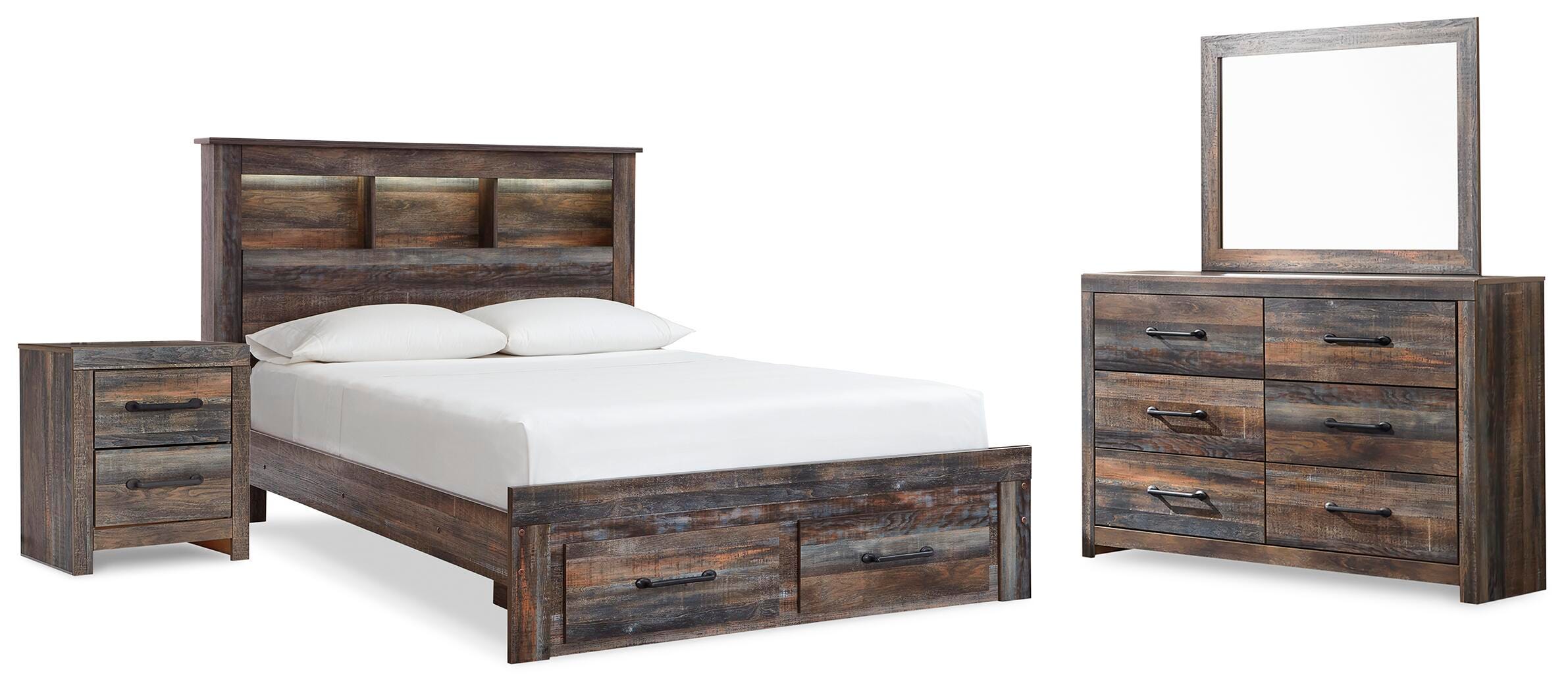 Drystan Bookcase Storage Bed, Dresser, Mirror and Nightstand