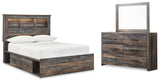 Drystan Panel Bookcase Bed, with Storage, Dresser and Mirror