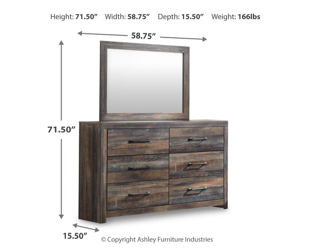 Drystan Panel Bed, Dresser and Mirror