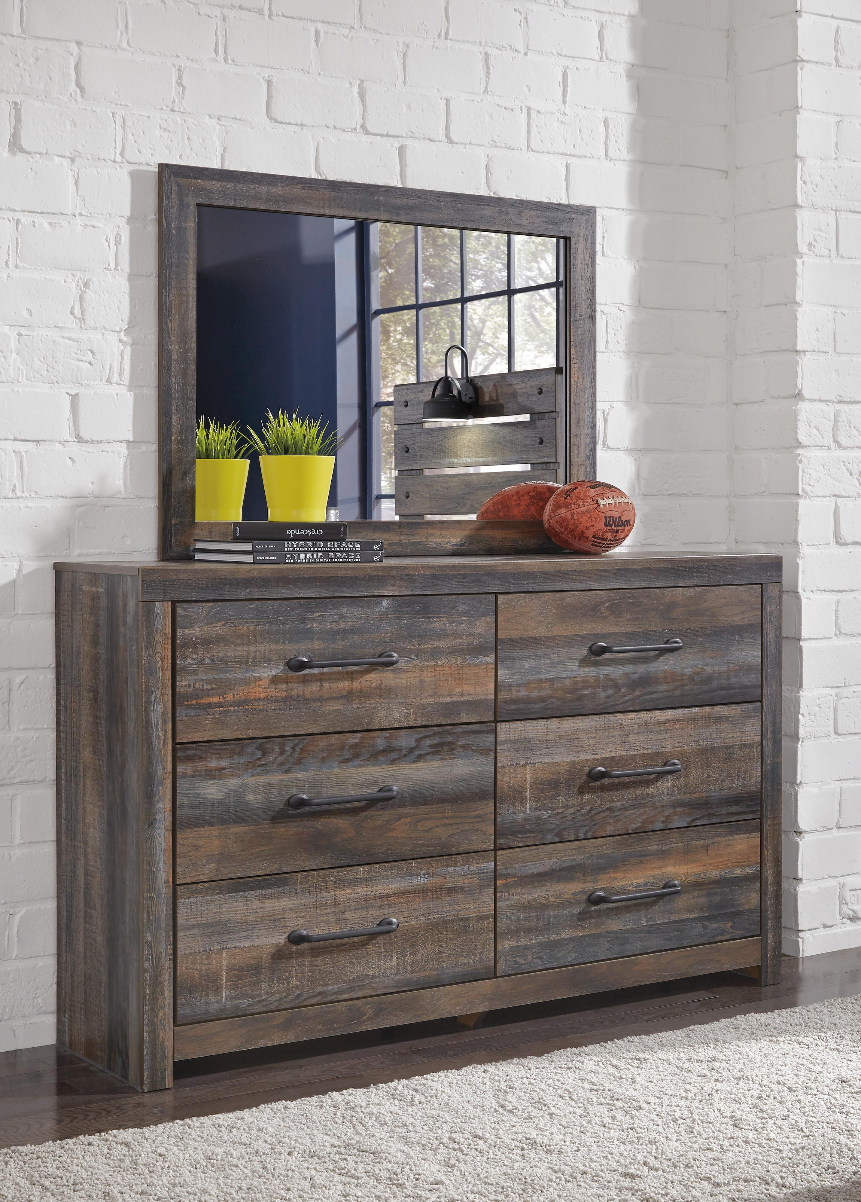 Drystan Panel Bed, Dresser and Mirror