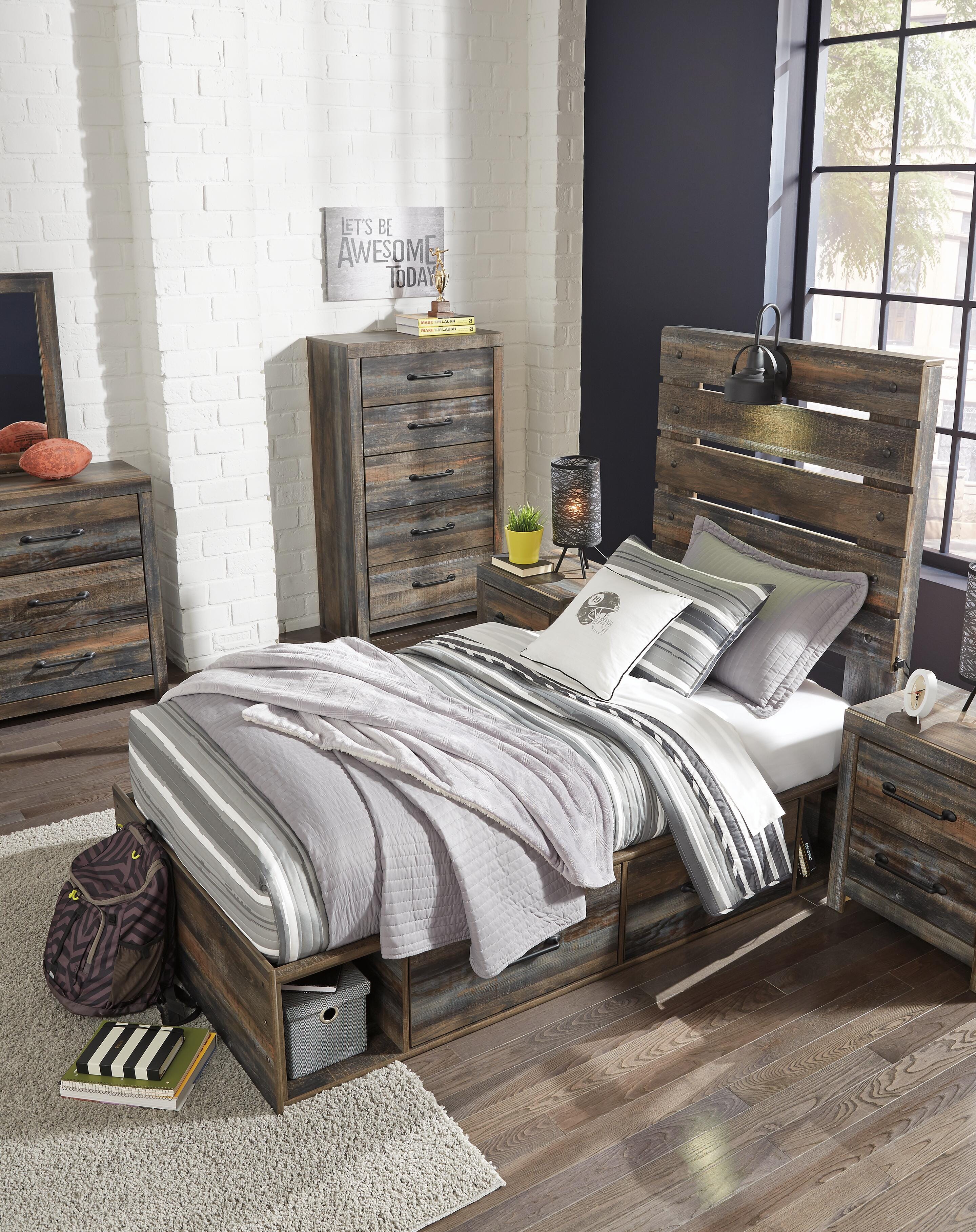 Drystan Panel Bed with 2 Storage Drawers