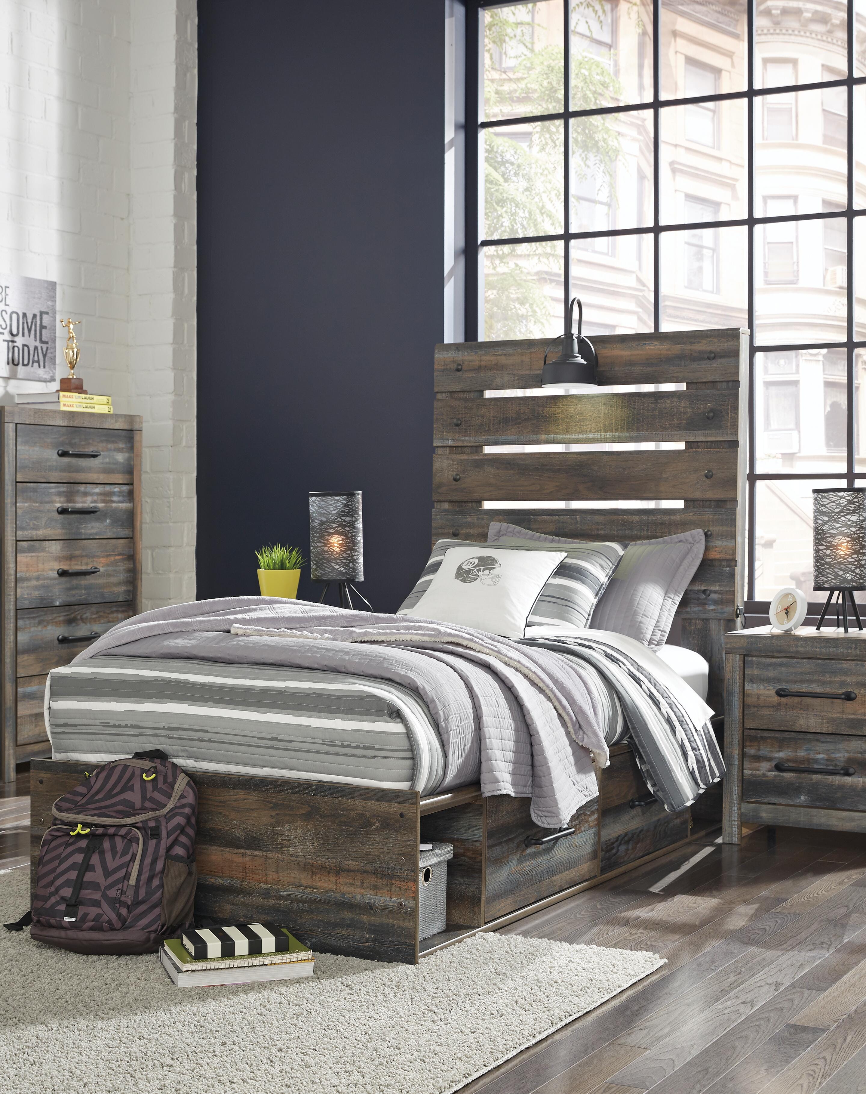Drystan Panel Bed with 4 Storage Drawers