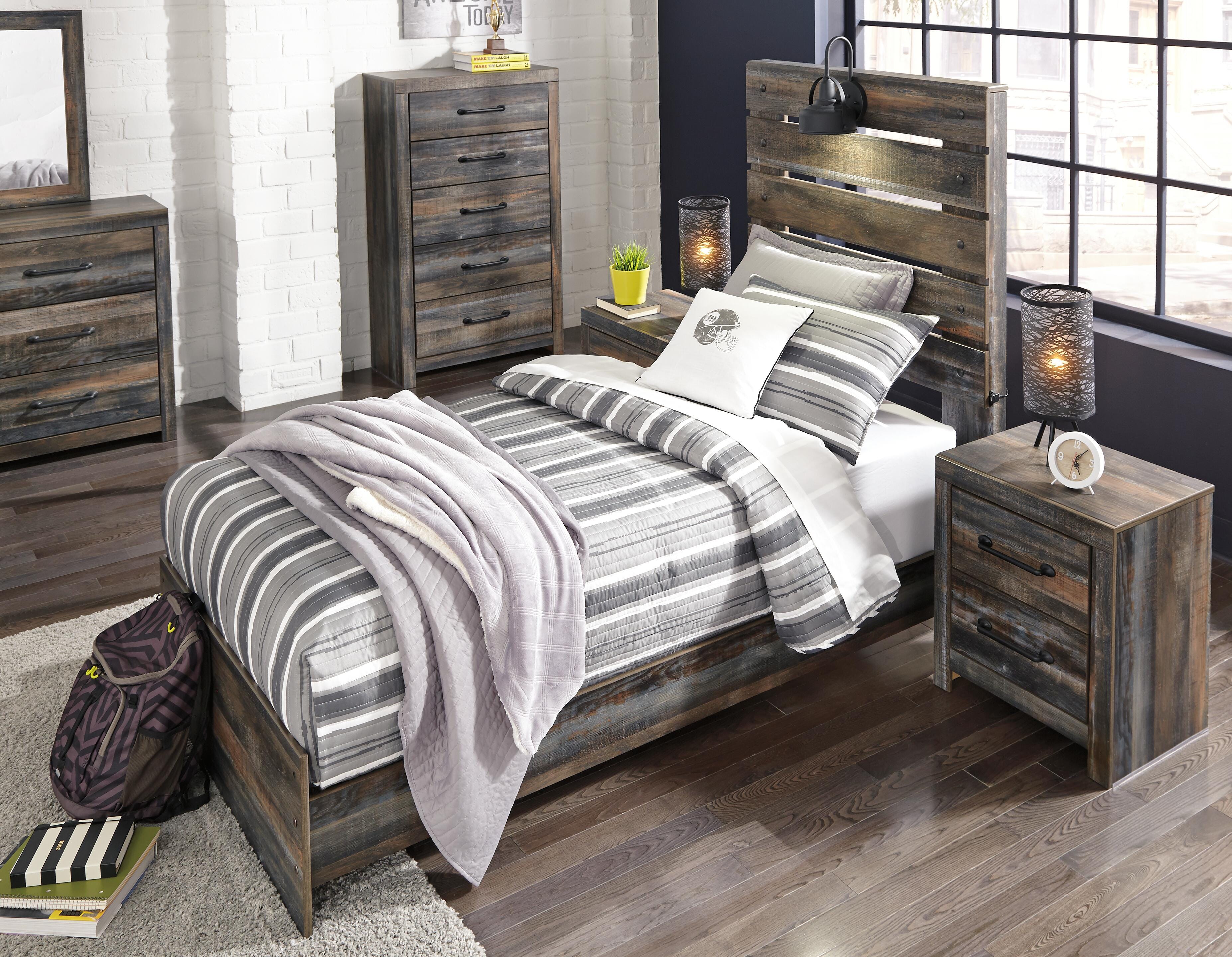 Drystan Panel Bed, Dresser, Mirror and 2 Nightstands