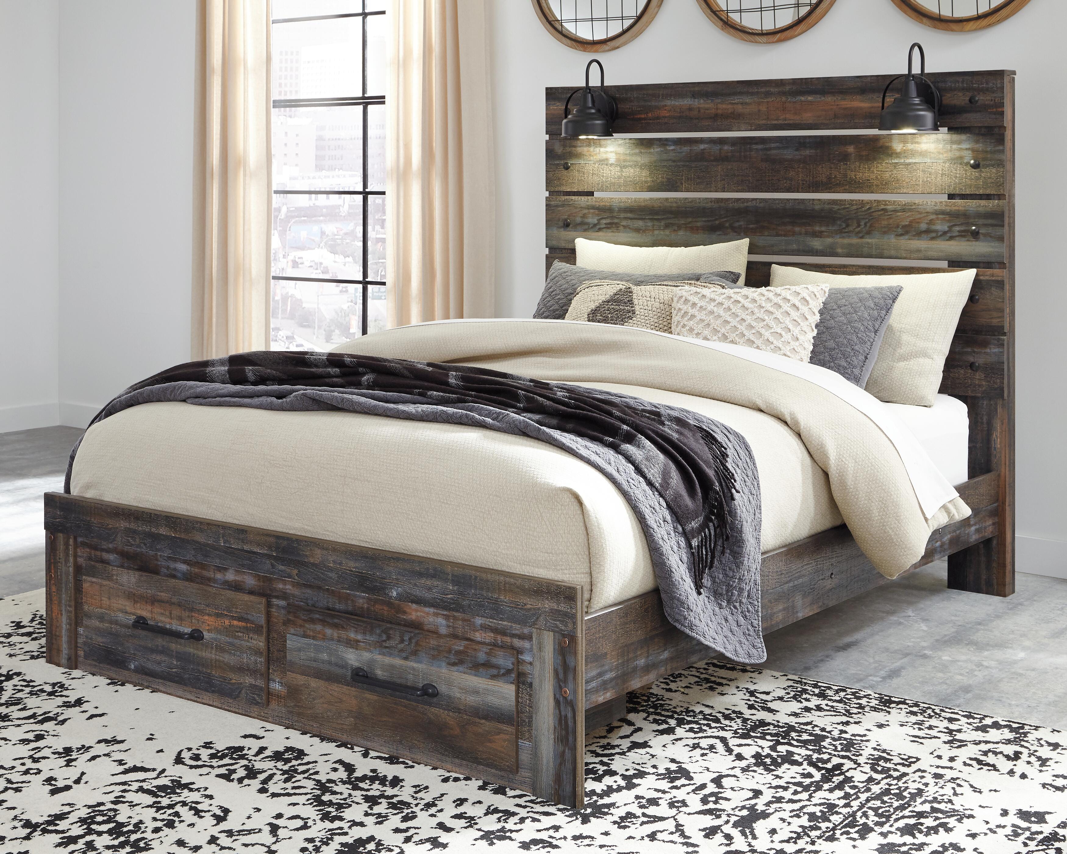 Drystan Panel Bed with 2 Storage Drawers