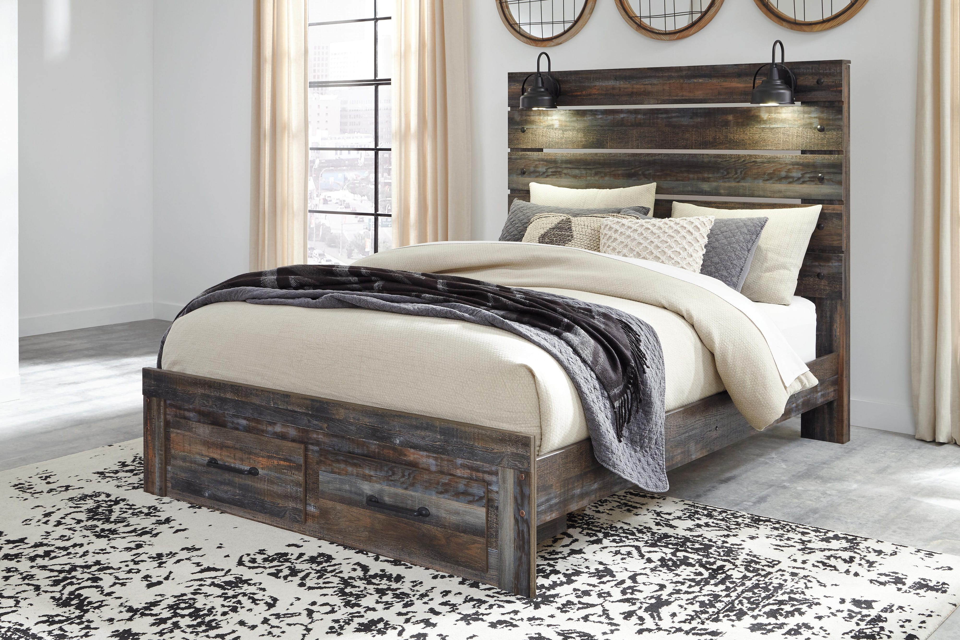 Drystan Panel Storage Bed, Dresser, Mirror and Nightstand