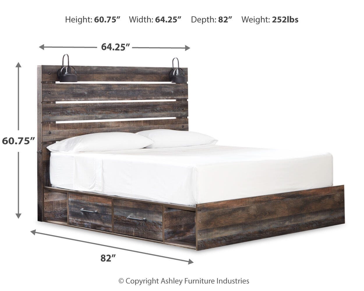 Drystan Panel Bed with Storage, Dresser, Mirror and Nightstand