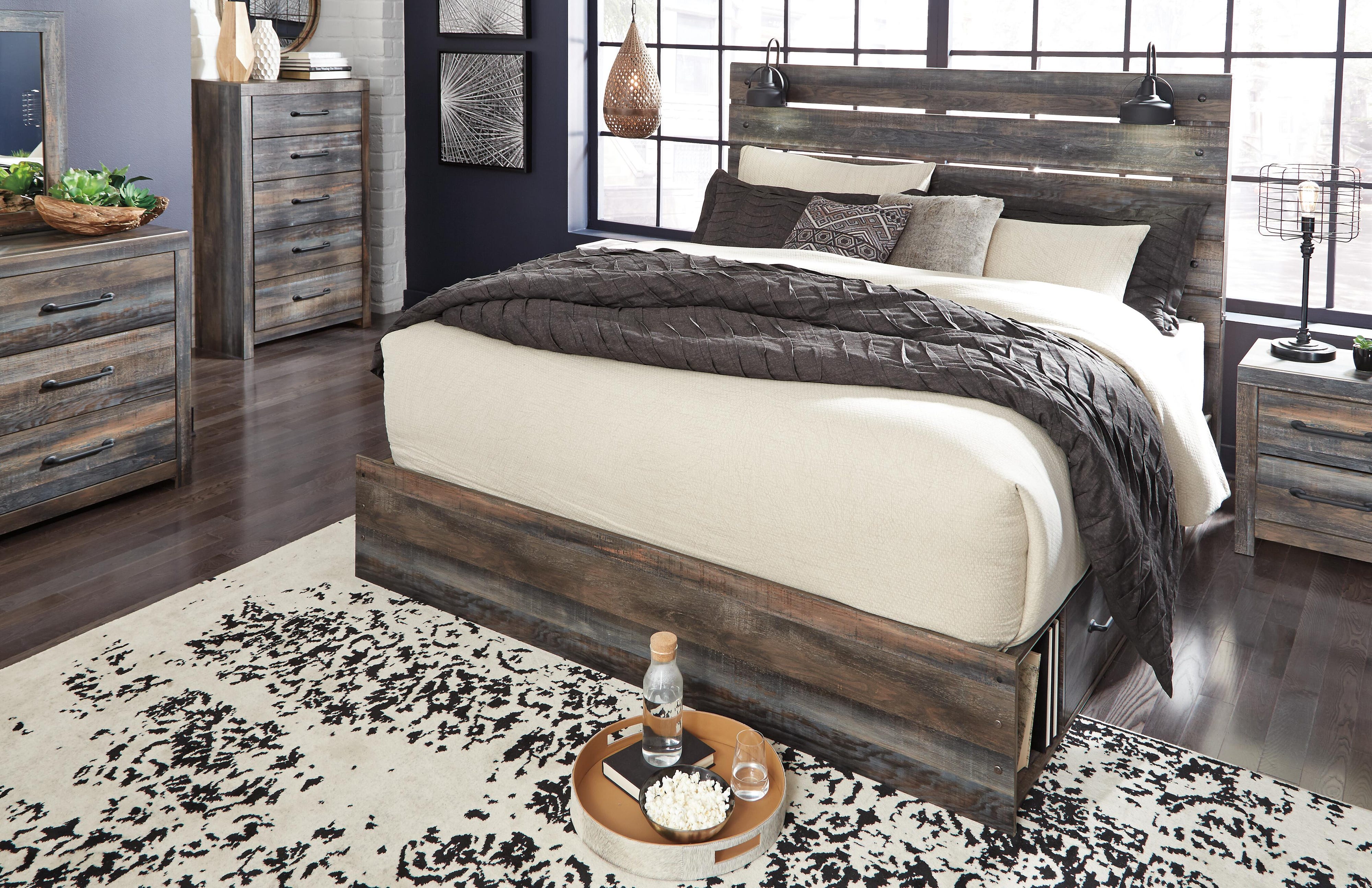Drystan Panel Bed with 2 Storage Drawers